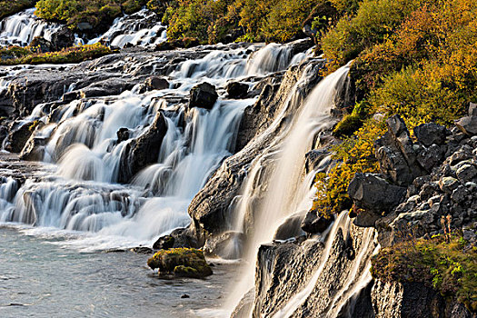 瀑布,河,秋天,靠近,瑞考尔特,冰岛,欧洲