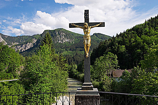 耶稣十字架,桥,看,莫斯托格,下奥地利州,奥地利,欧洲