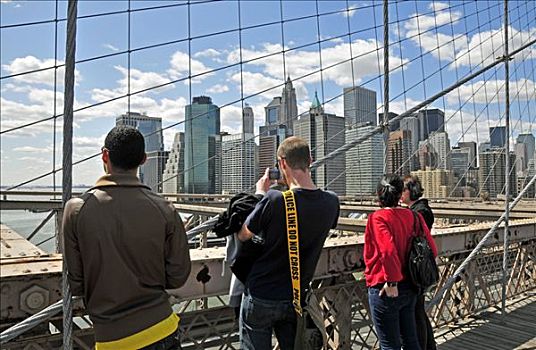 游客,布鲁克林大桥,曼哈顿,纽约,美国