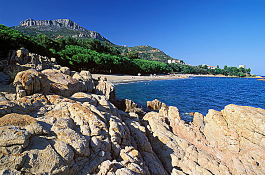 岩石海岸,湾,圣马利亚,萨丁尼亚,意大利,欧洲
