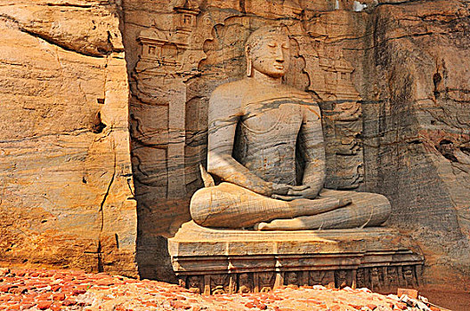 佛,盘腿坐,伽尔寺,世界遗产,波隆纳鲁沃古城,北方,中央省,斯里兰卡,亚洲