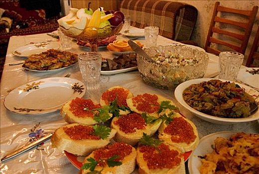传统,俄罗斯,食物,桌子,欧洲