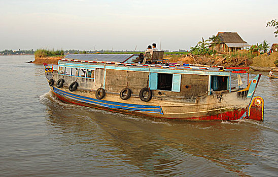 亚洲,越南,传统,河船,湄公河三角洲