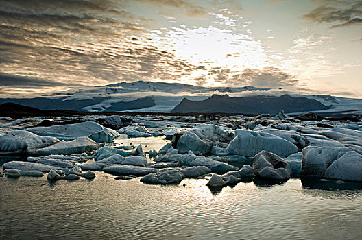 结冰,湖,冰河,冰岛,欧洲