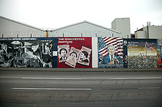 北爱尔兰,贝尔法斯特,平台,多样,政治,壁画