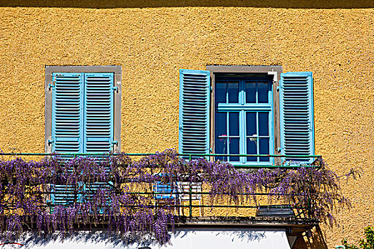 建筑外观,黄色,露台,窗户