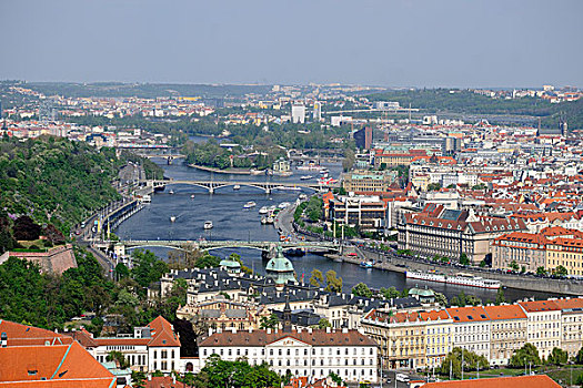 风景,上方,伏尔塔瓦河,河,老,城镇,布拉格,世界遗产,捷克共和国,欧洲