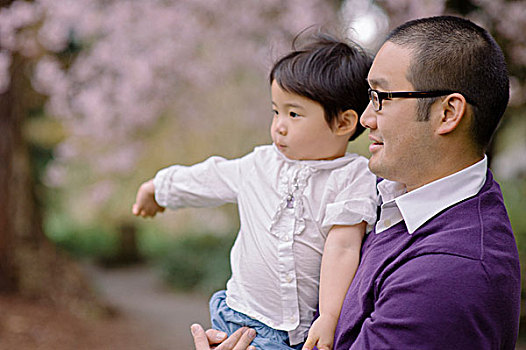 美国,父亲,女儿,2-3岁,看,公园