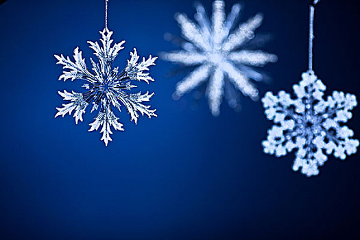 漂亮,雪花,蓝色背景,倾斜,背景,圣诞节,概念