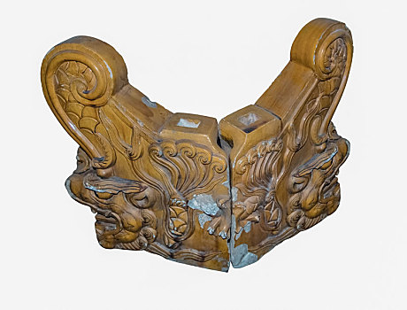 明朝皇家園林建筑黃琉璃合角吻龍頭裝飾品 