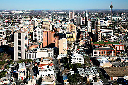 俯视,市区,圣安东尼奥,德克萨斯,广场,美洲