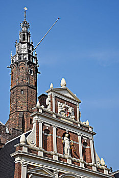 市政厅,大广场,哈勒姆,省,北荷兰,荷兰,欧洲