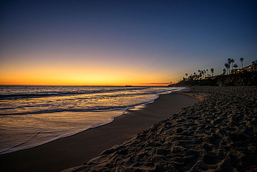 日落海滩,拉古纳海滩,橙色,加利福尼亚,美国,北美