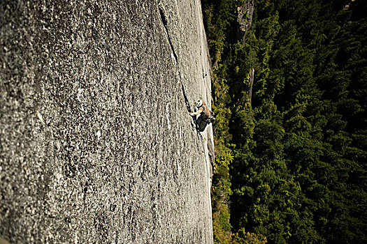 攀登,裂缝,墙壁,不列颠哥伦比亚省,加拿大