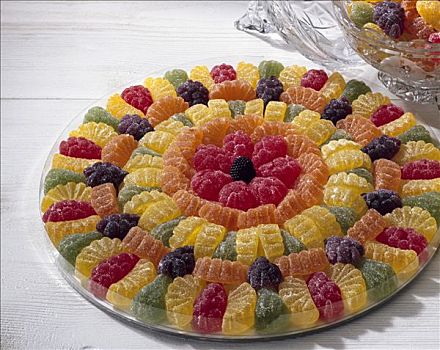彩色,胶冻,甜食,盘子