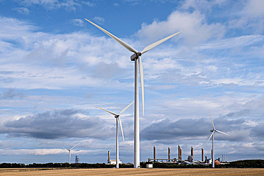 风轮机,风电场,靠近,安装,发电站,背景,诺森伯兰郡,英格兰