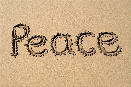 平和,书写,沙滩