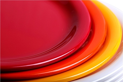 彩色,盘子,一堆