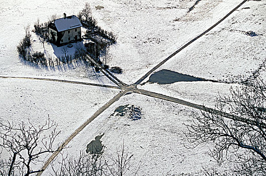 奥地利,萨尔茨堡,雪,农舍,地点