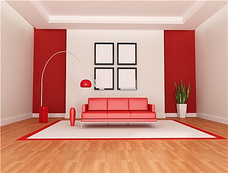 红色,白色,休闲沙发