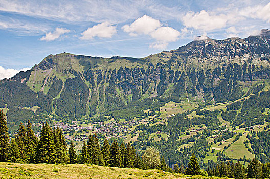 少女峰,瑞士,文根,俯视,劳特布龙嫩