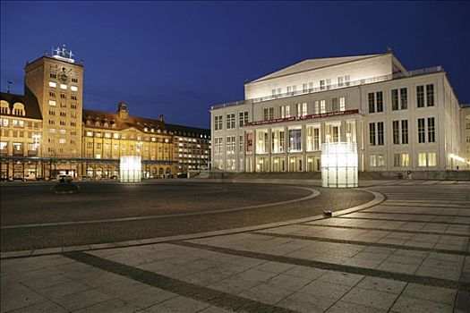 剧院,左边,莱比锡,萨克森,德国