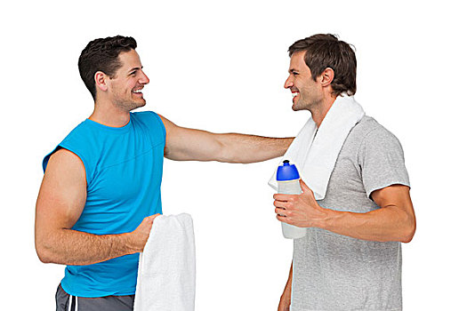 高兴,健身,男青年,水瓶,毛巾