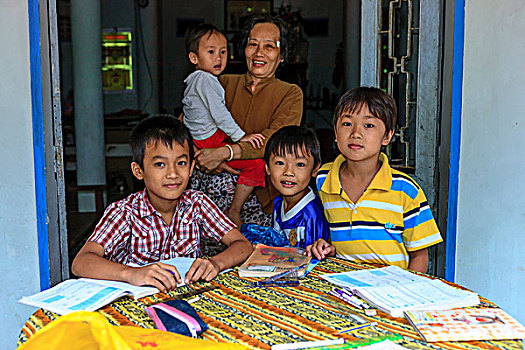 学童,家庭作业,越南,印度支那,东南亚,东方,亚洲