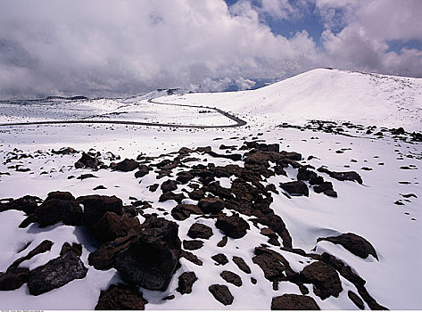 雪,火山,夏威夷火山国家公园,夏威夷,美国