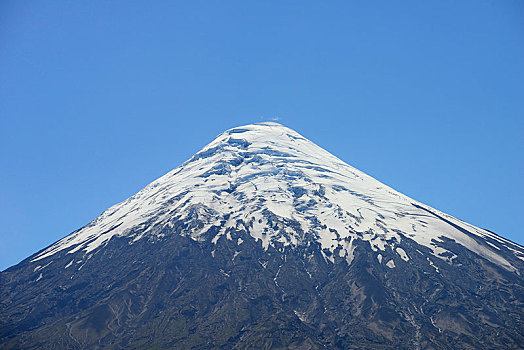 顶峰,火山,雪,帽,区域,拉各斯,智利,南美