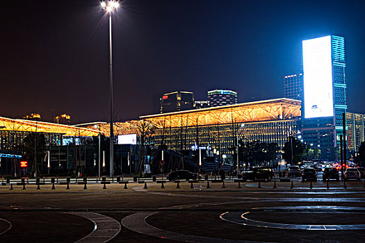 苏州金鸡湖月光码头夜色风景