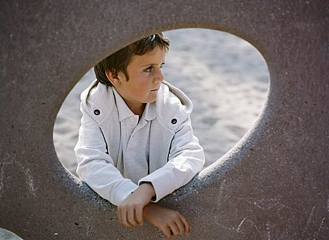 男孩,肖像,亨丁顿海滩,加利福尼亚,美国