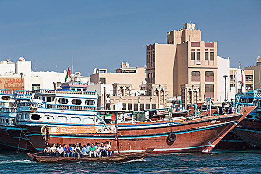阿联酋,迪拜,德伊勒,独桅三角帆船,船,迪拜河