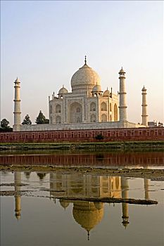 泰姬陵,日落,前景,印度