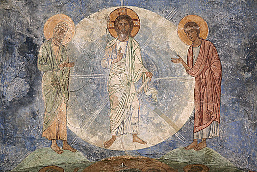 耶稣,12世纪,艺术家,古老,俄罗斯,壁画