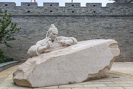 古代石匠雕塑,山东省青岛市即墨古城