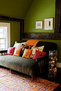 垫子,沙发,传统,起居室,美国