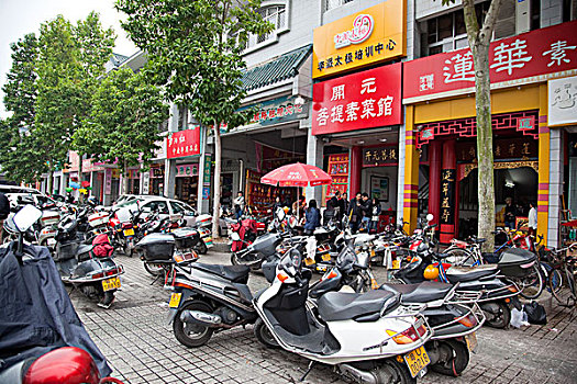 摩托车,停放,路边,老城,潮州,中国