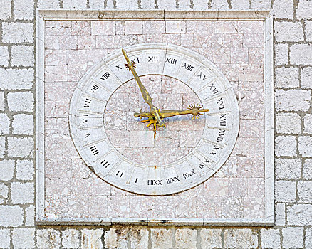 钟表,24小时,展示,城市,克尔克岛,克罗地亚,欧洲