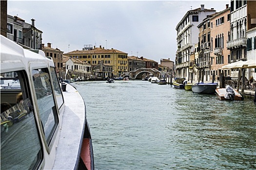 古老,建筑,船,水道,威尼斯