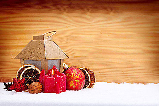 圣诞节,灯笼,球,木质背景