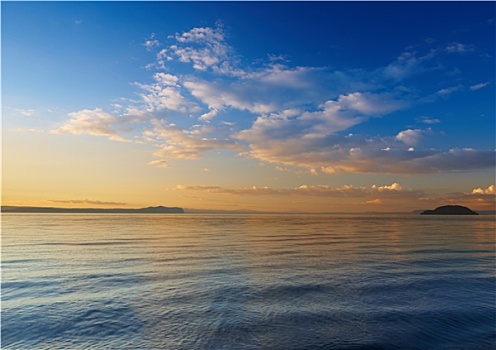 日落,平静,白天,新西兰