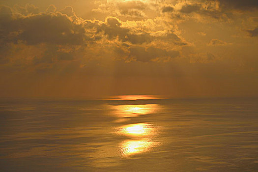 日落,金色,彩色,上方,海洋,马耳他,欧洲