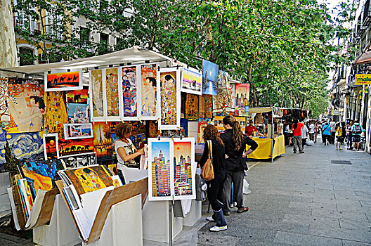 市场货摊,跳蚤市场,马德里,西班牙,欧洲