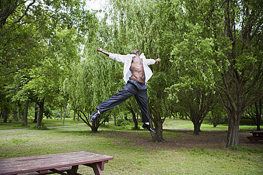 男人,公园,跳跃,空中