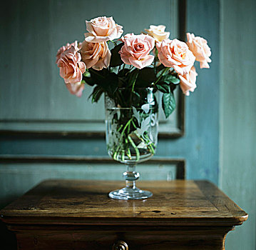 三文鱼,彩色,玫瑰,玻璃花瓶