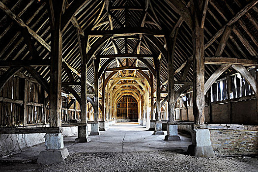 谷仓,大伦敦,内景,中世纪,木架构,温彻斯特,大学,一个,英格兰