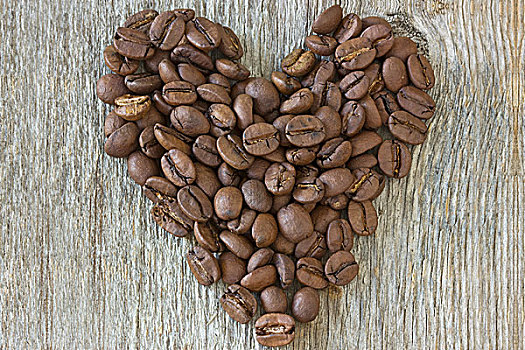 咖啡,咖啡豆,心形,木头,背景