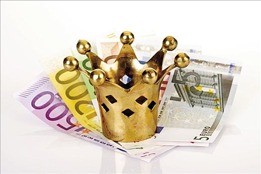 金色,皇冠,欧元钞票