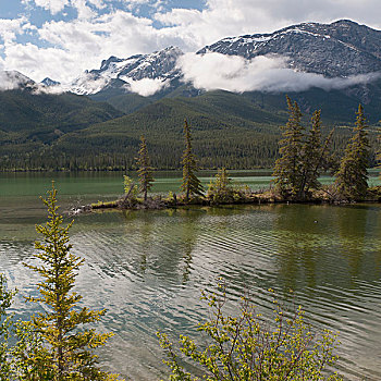 湖,落基山脉,艾伯塔省,加拿大